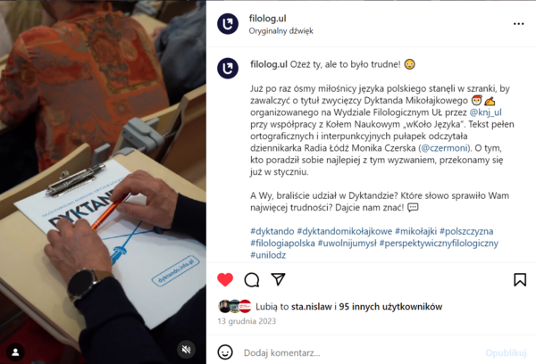 Filologia - post o dyktandzie